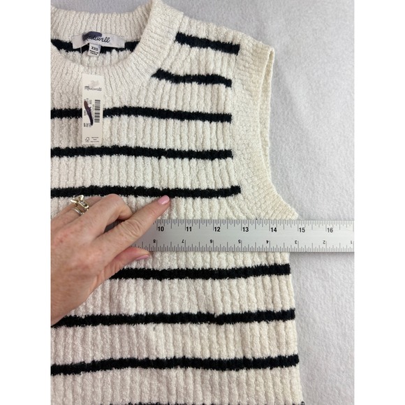Madewell Women's Sweater Vest Extra‎ Extra Small Cream Black Striped Knit - Picture 3 of 6